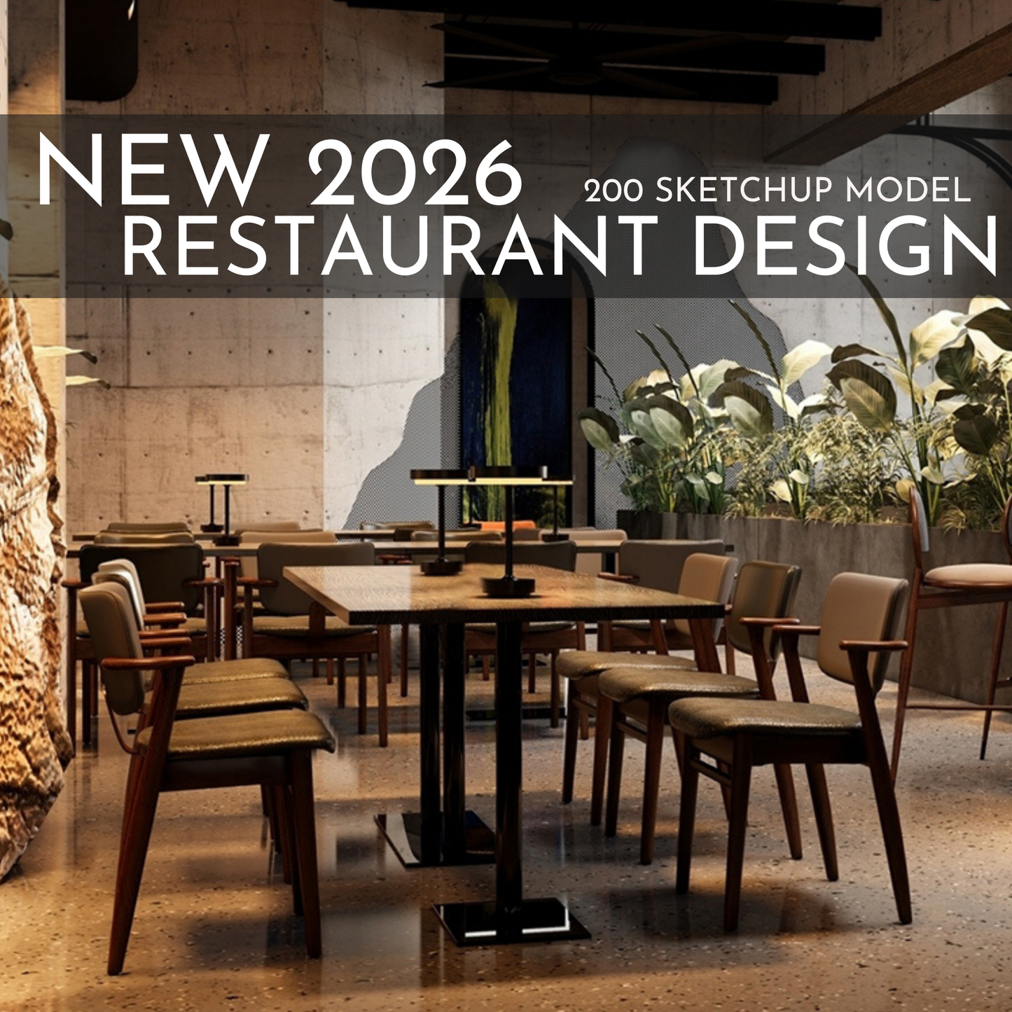 2026 NEW! 200 Restaurant - Sketchup 3D Hotel Room Interior Design Model