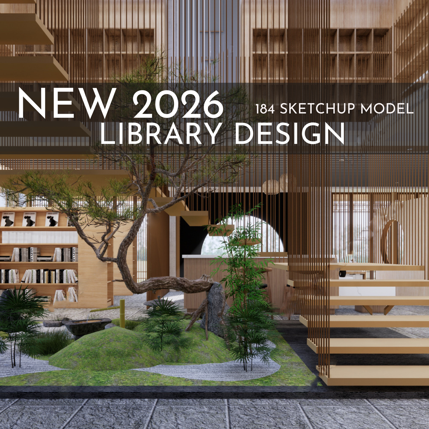 NEW 2026 Library Bookstore 184 Interior Design 3D Model - Sketchup Commercial Space (Digital Download)