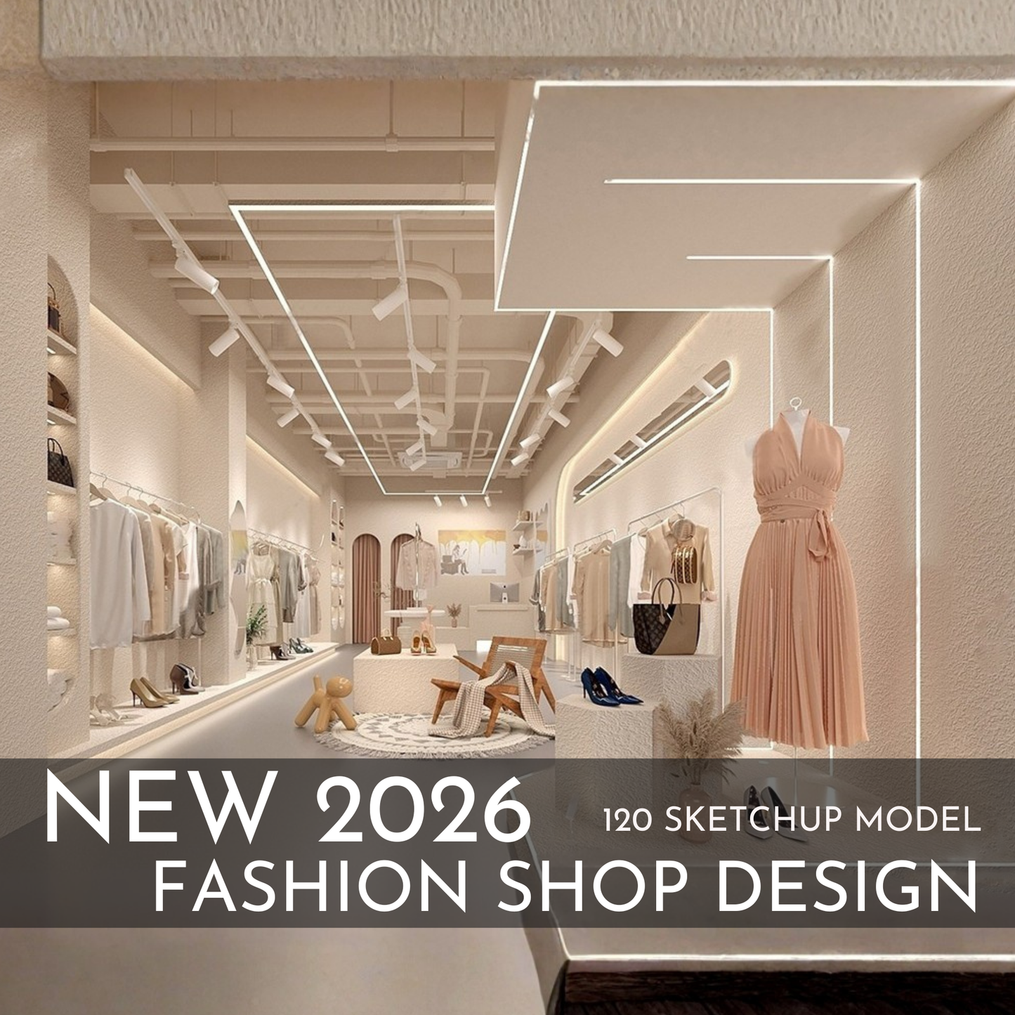 Fashion Shop Design | 120 SketchUp 3D Models | Retail Interior Full Bundle