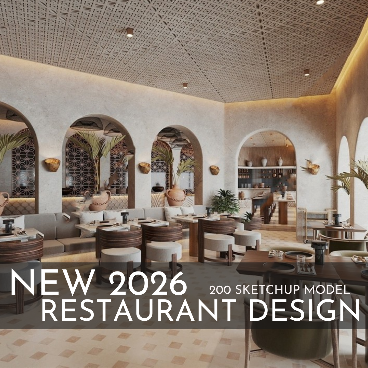 2026 NEW! 200 Restaurant - Sketchup 3D Hotel Room Interior Design Model