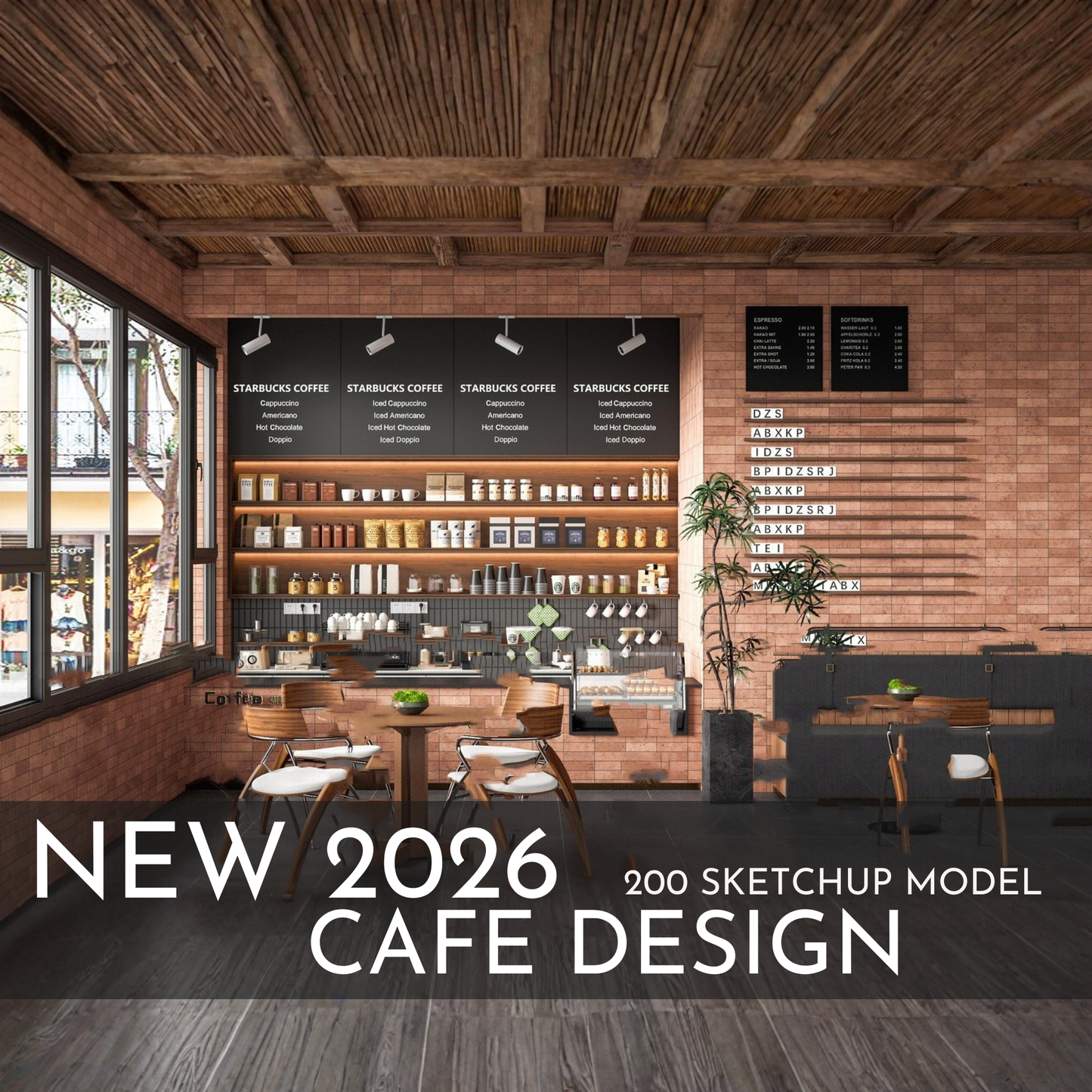 2026 NEW!  200 CAFE  - Sketchup 3D CAFE Interior Design Model