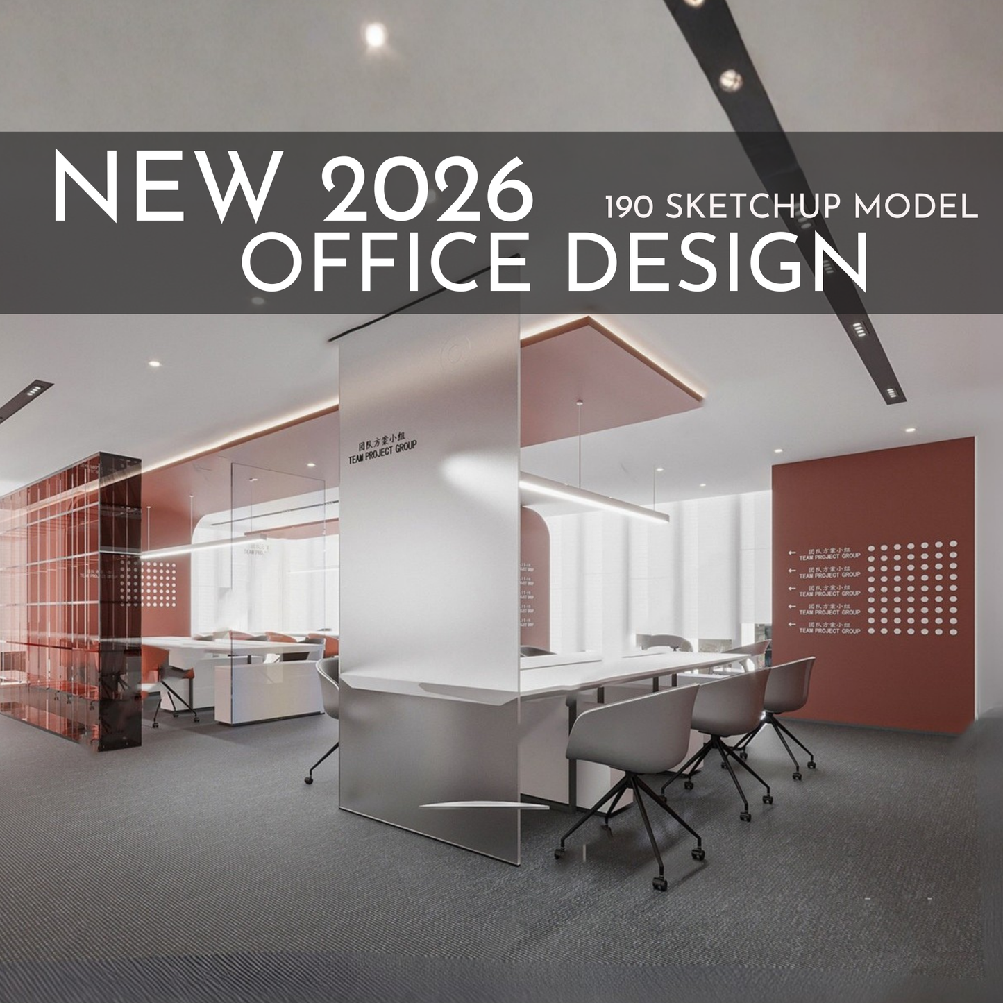 Office Design | 190 SketchUp 3D Models | Corporate Interior Asset Full Bundle