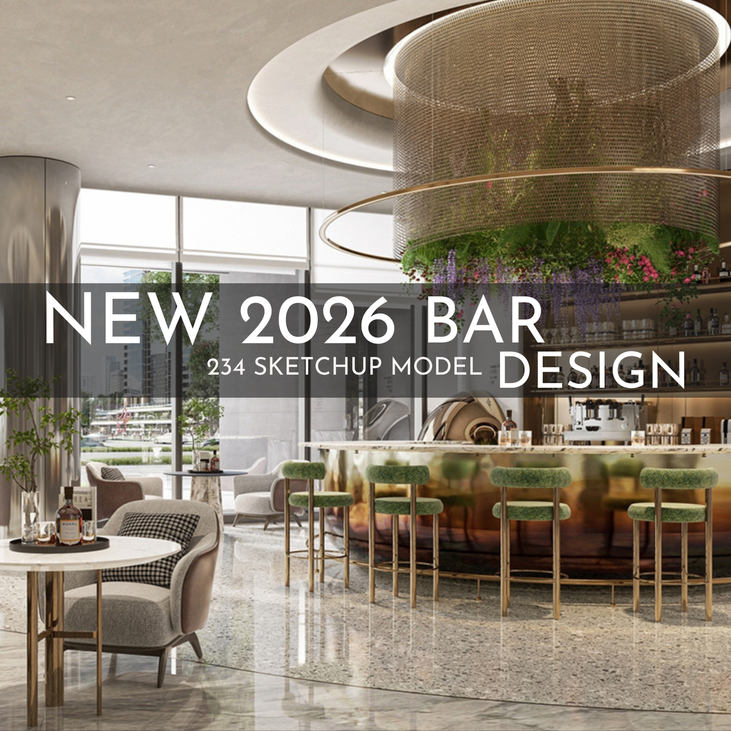 2026 NEW!  234 BAR PUB - Sketchup 3D Hotel Room Interior Design Model