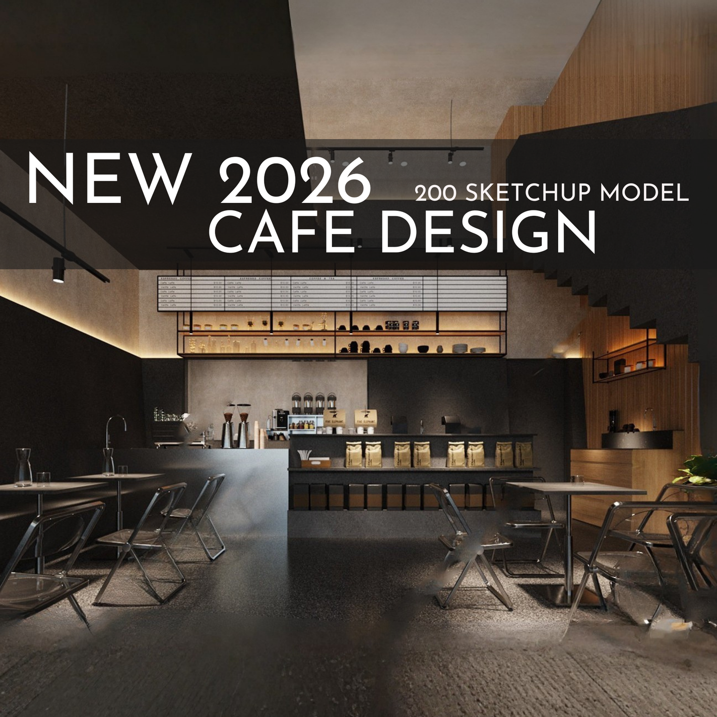 2026 NEW!  200 CAFE  - Sketchup 3D CAFE Interior Design Model