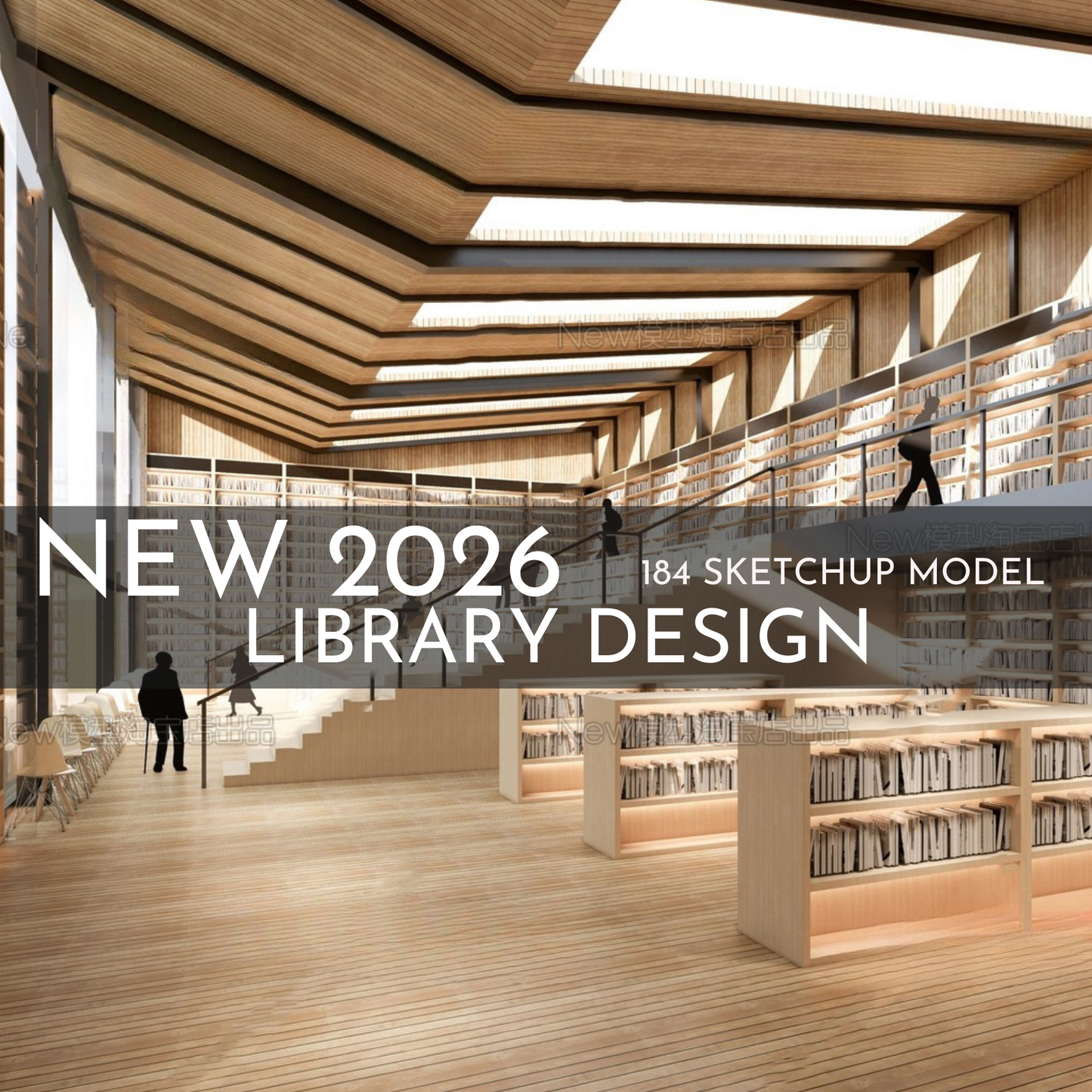 NEW 2026 Library Bookstore 184 Interior Design 3D Model - Sketchup Commercial Space (Digital Download)