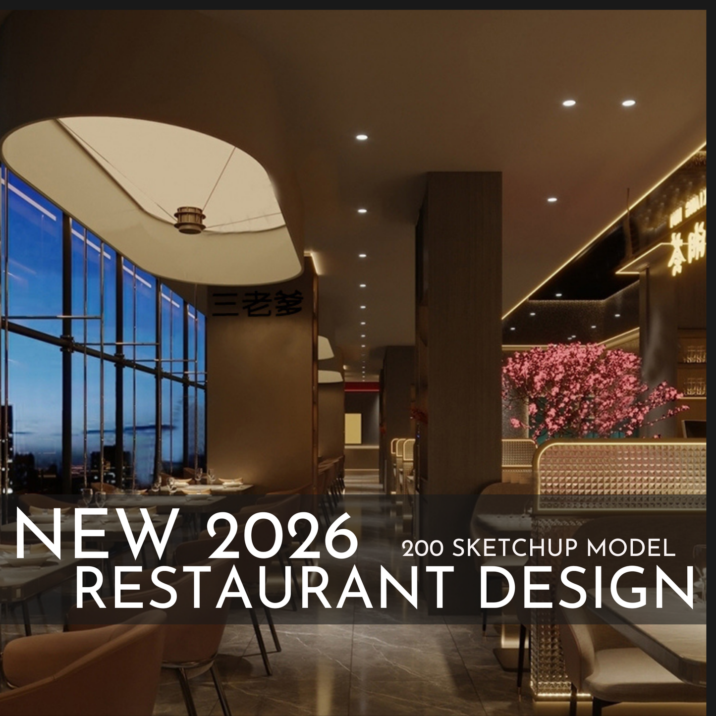 2026 NEW! 200 Restaurant - Sketchup 3D Hotel Room Interior Design Model