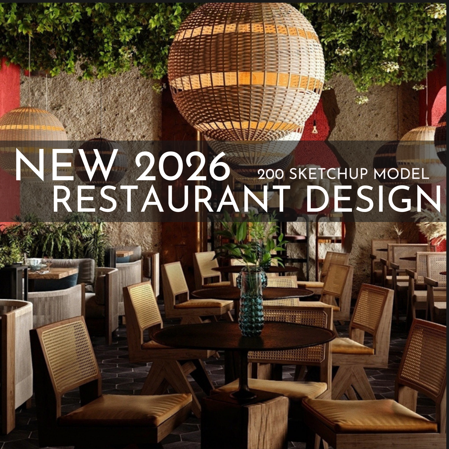 2026 NEW! 200 Restaurant - Sketchup 3D Hotel Room Interior Design Model