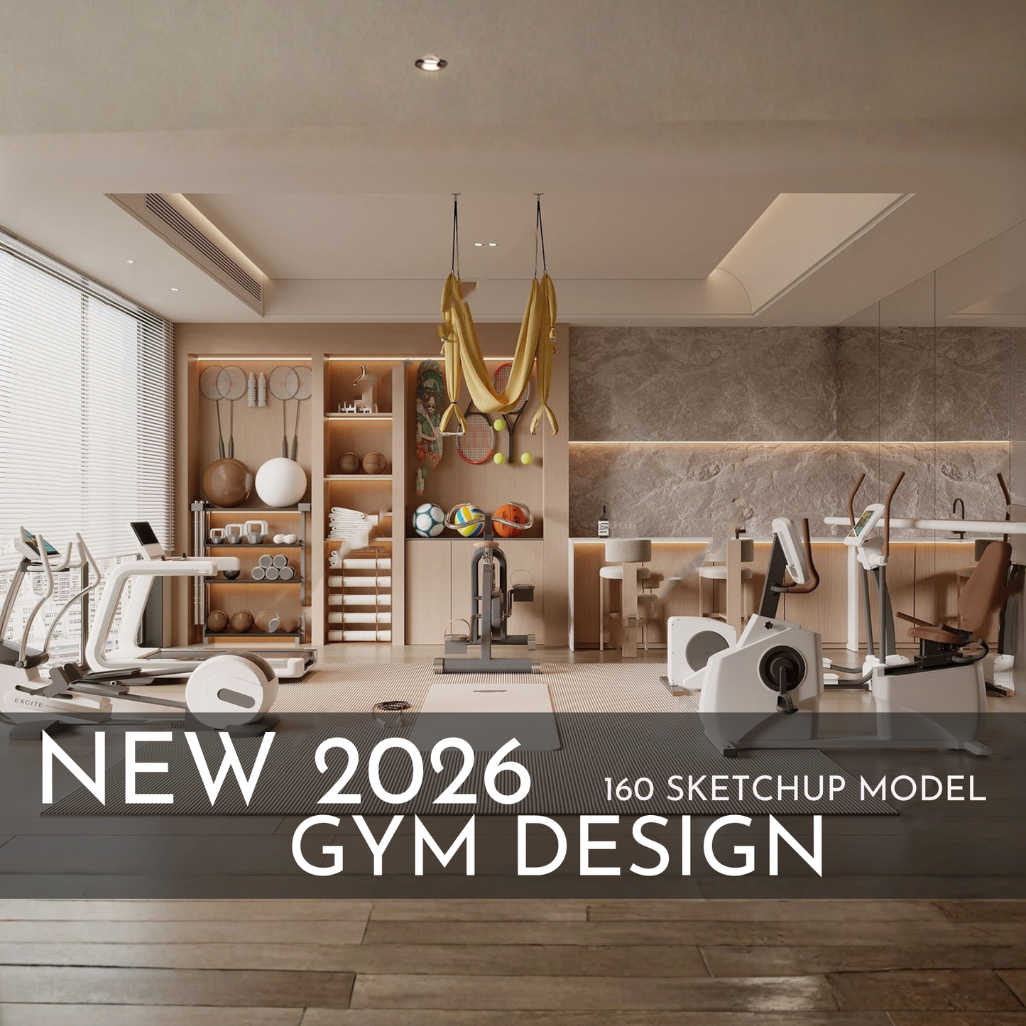 Gym Design | 160 SketchUp 3D Models | Commercial Interior Asset Full Bundle