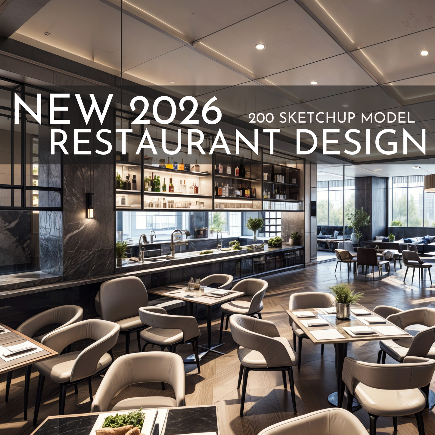 2026 NEW! 200 Restaurant - Sketchup 3D Hotel Room Interior Design Model