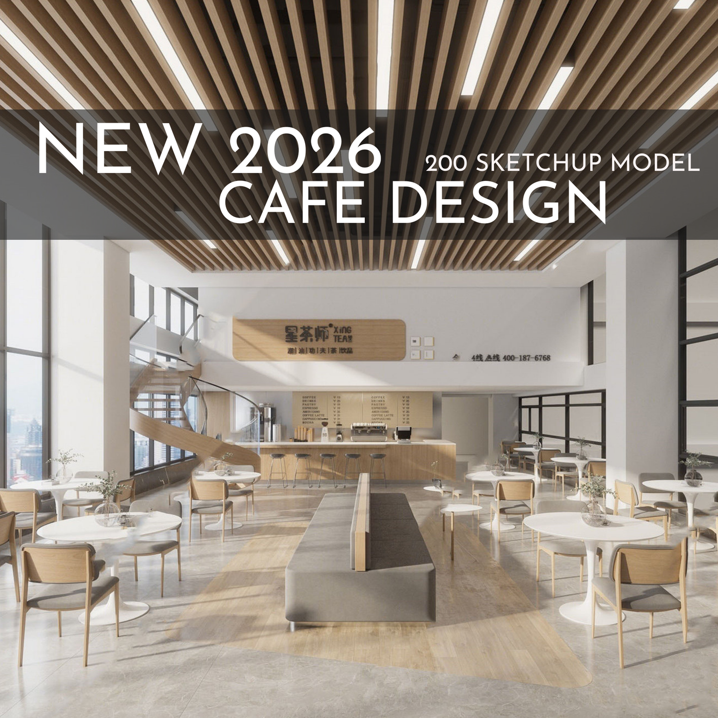 2026 NEW!  200 CAFE  - Sketchup 3D CAFE Interior Design Model