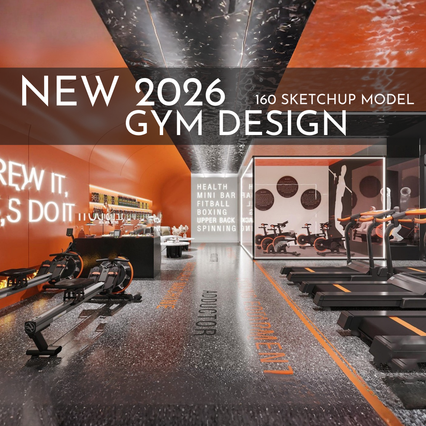 Gym Design | 160 SketchUp 3D Models | Commercial Interior Asset Full Bundle