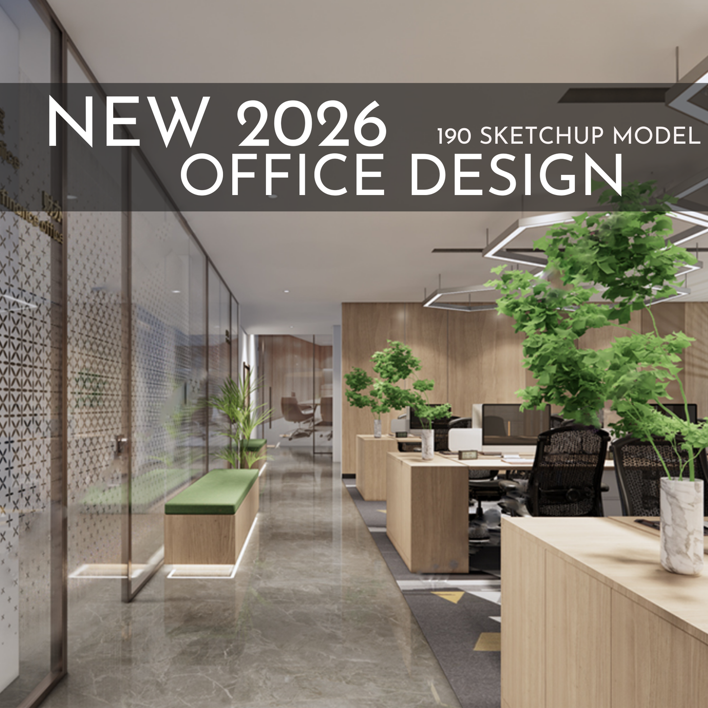Office Design | 190 SketchUp 3D Models | Corporate Interior Asset Full Bundle