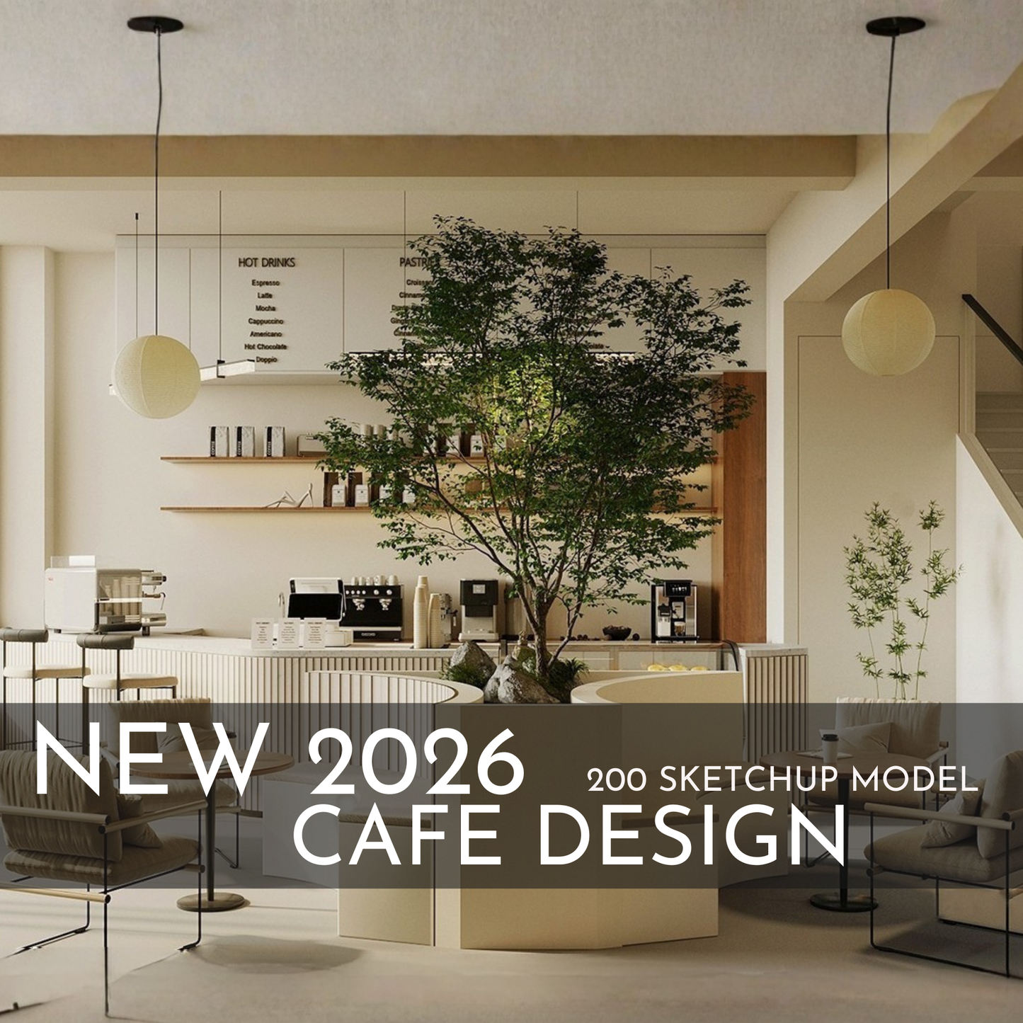 2026 NEW!  200 CAFE  - Sketchup 3D CAFE Interior Design Model