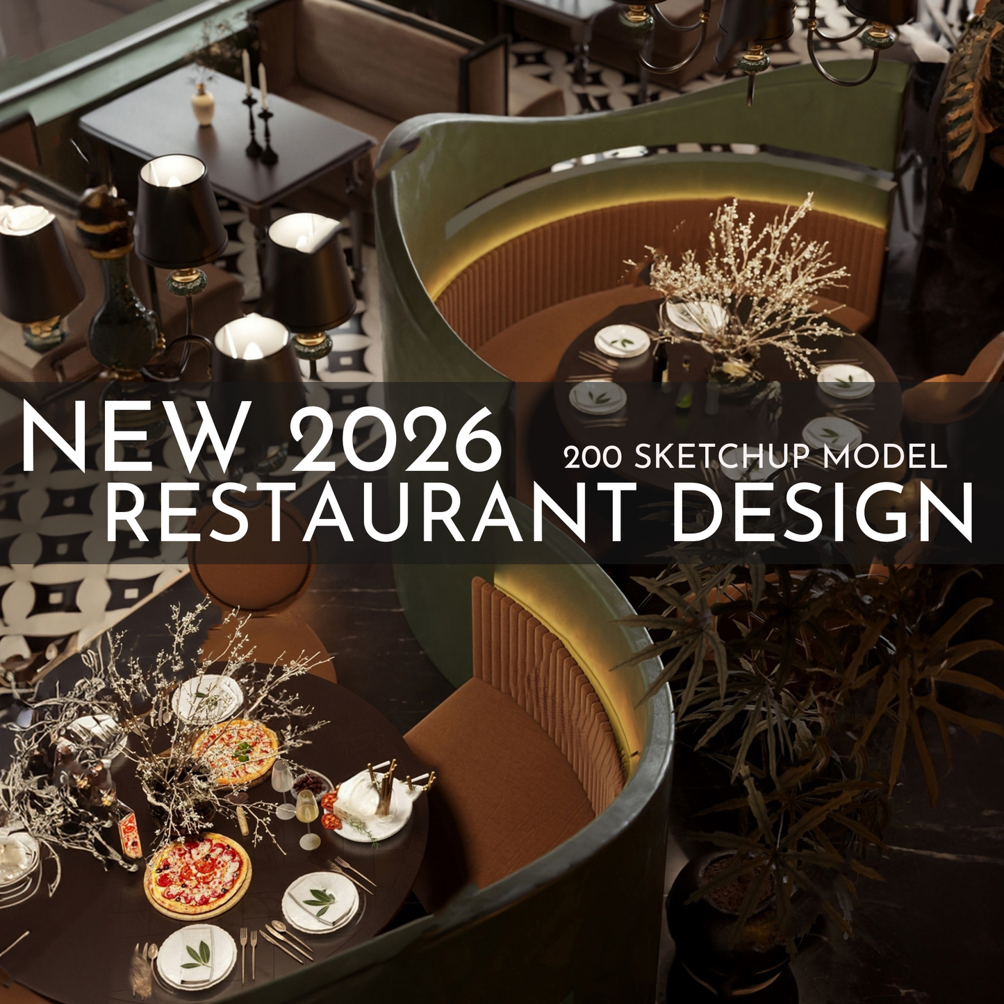 2026 NEW! 200 Restaurant - Sketchup 3D Hotel Room Interior Design Model