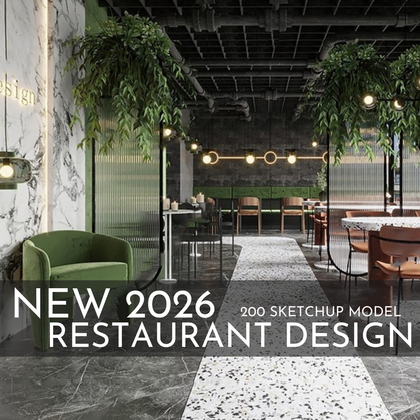 2026 NEW! 200 Restaurant - Sketchup 3D Hotel Room Interior Design Model