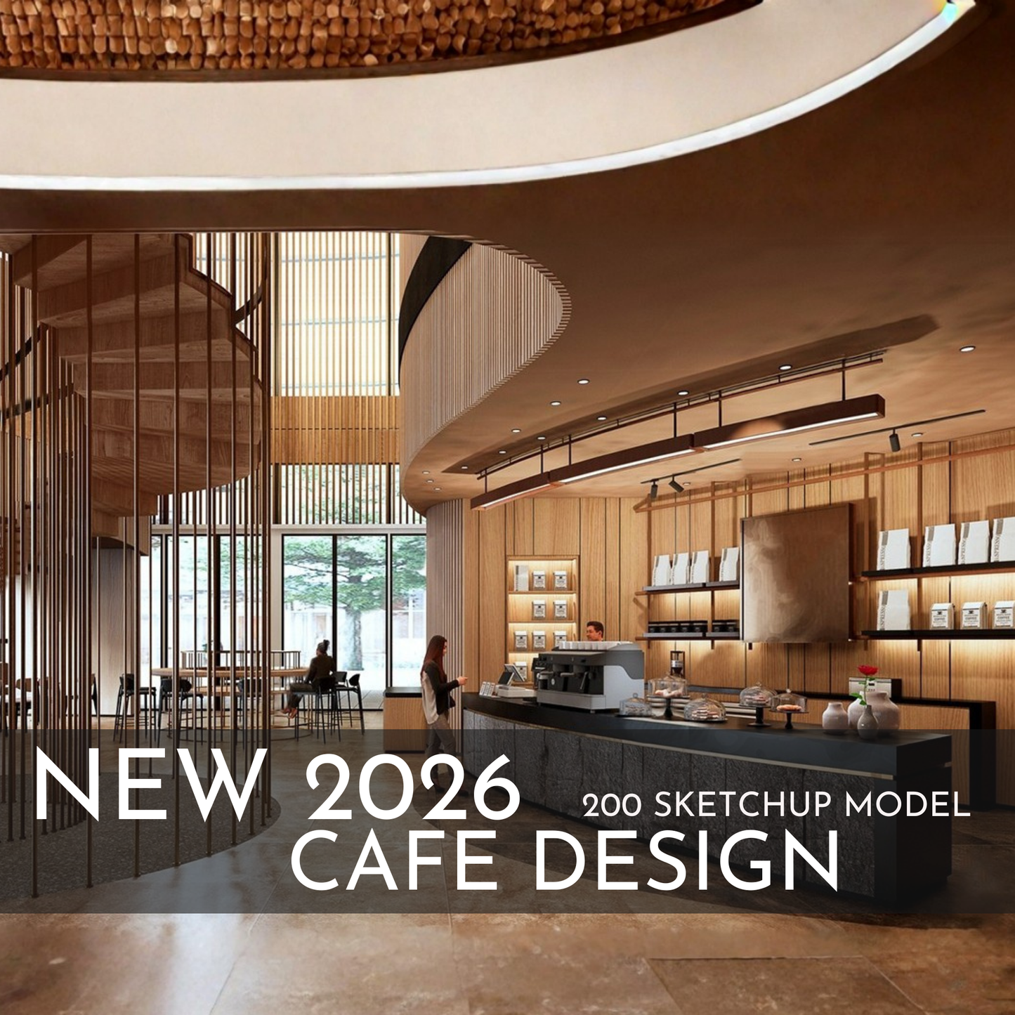 2026 NEW!  200 CAFE  - Sketchup 3D CAFE Interior Design Model