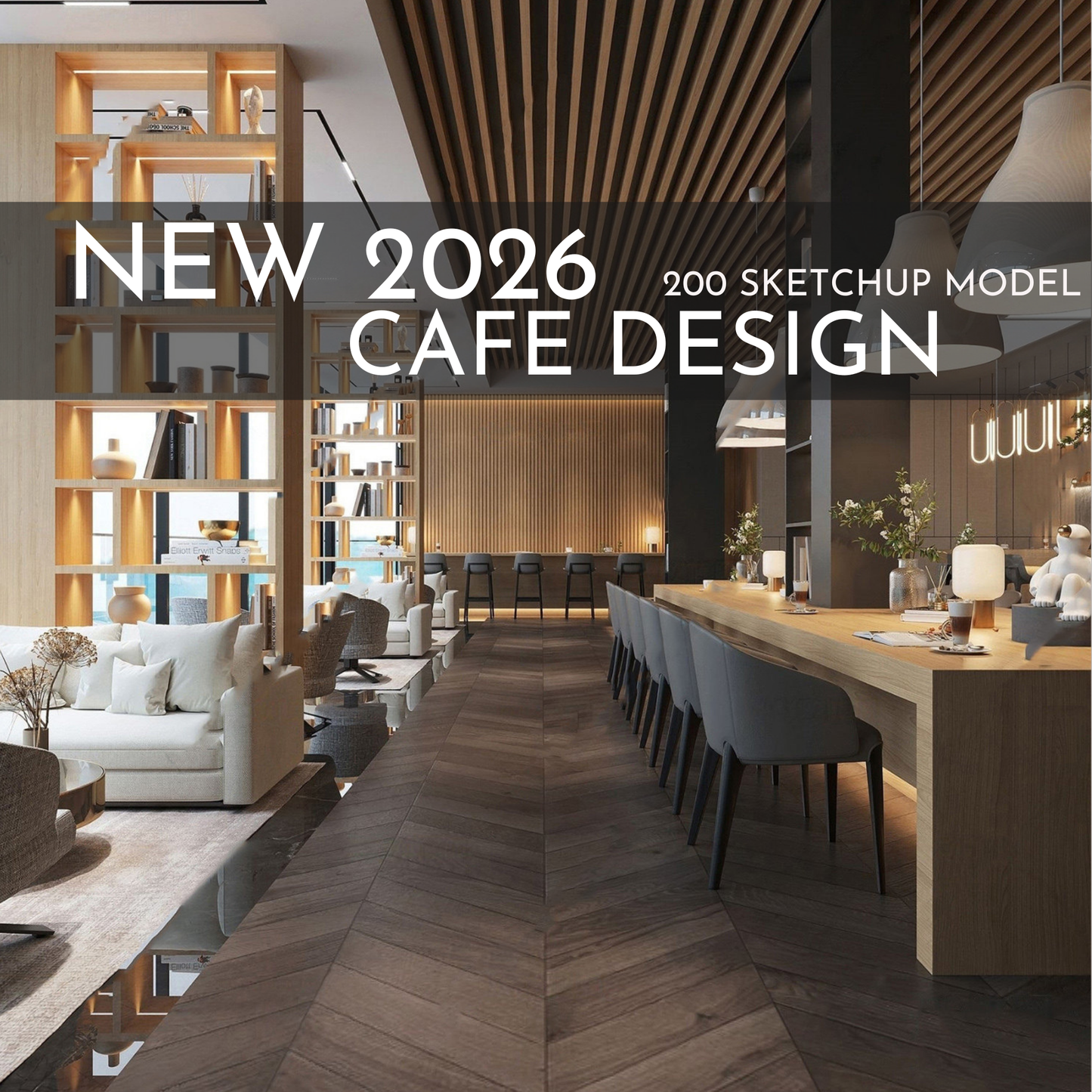 2026 NEW!  200 CAFE  - Sketchup 3D CAFE Interior Design Model