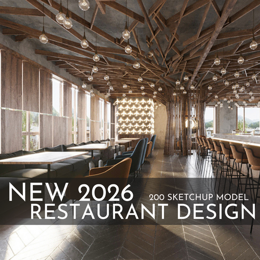 2026 NEW! 200 Restaurant - Sketchup 3D Hotel Room Interior Design Model