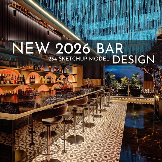 2026 NEW!  234 BAR PUB - Sketchup 3D Hotel Room Interior Design Model