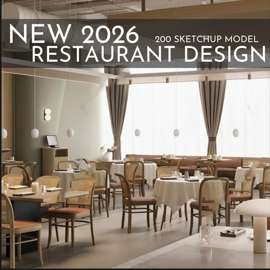 2026 NEW! 200 Restaurant - Sketchup 3D Hotel Room Interior Design Model