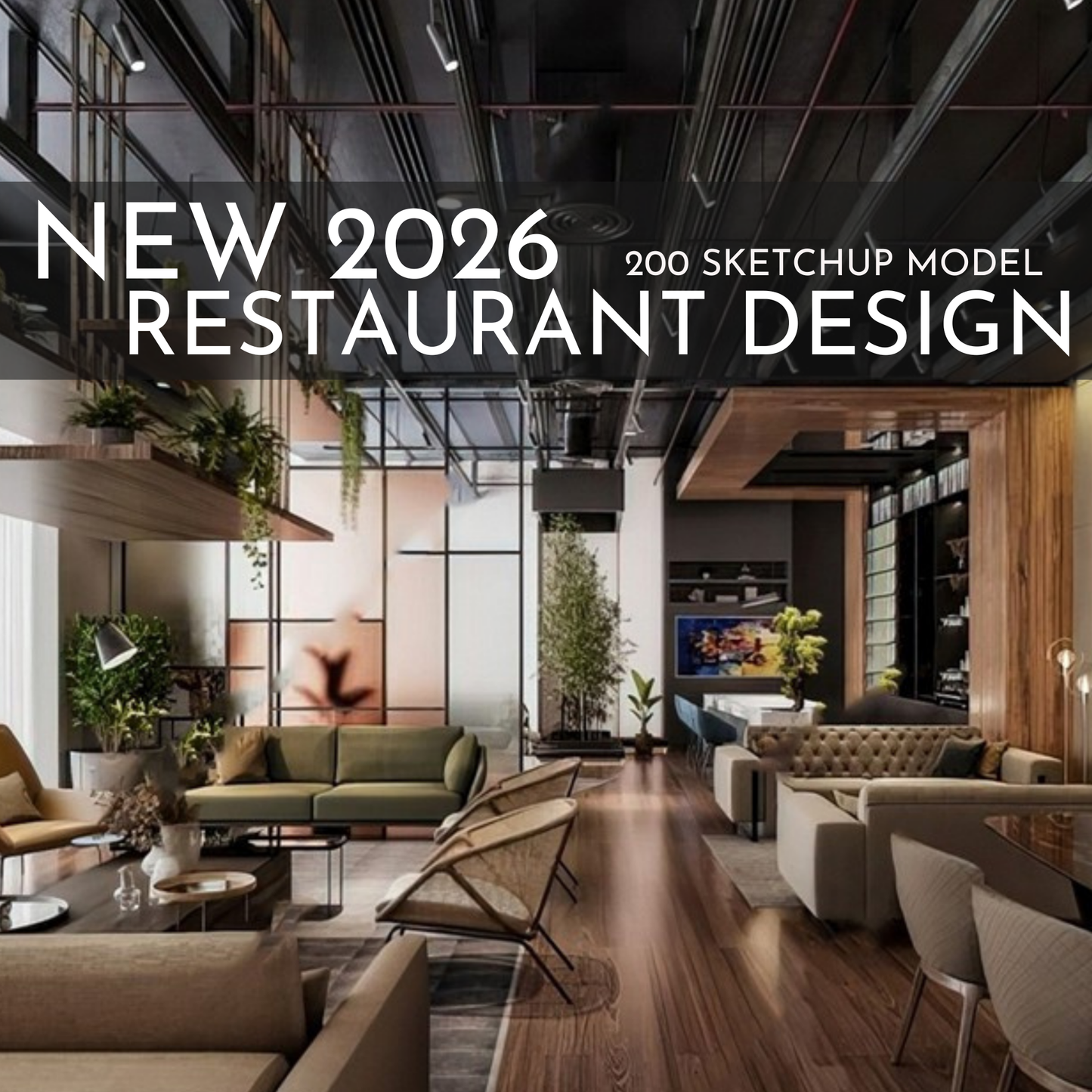 2026 NEW! 200 Restaurant - Sketchup 3D Hotel Room Interior Design Model