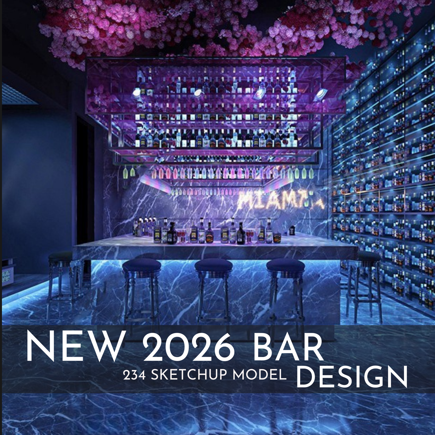 2026 NEW!  234 BAR PUB - Sketchup 3D Hotel Room Interior Design Model