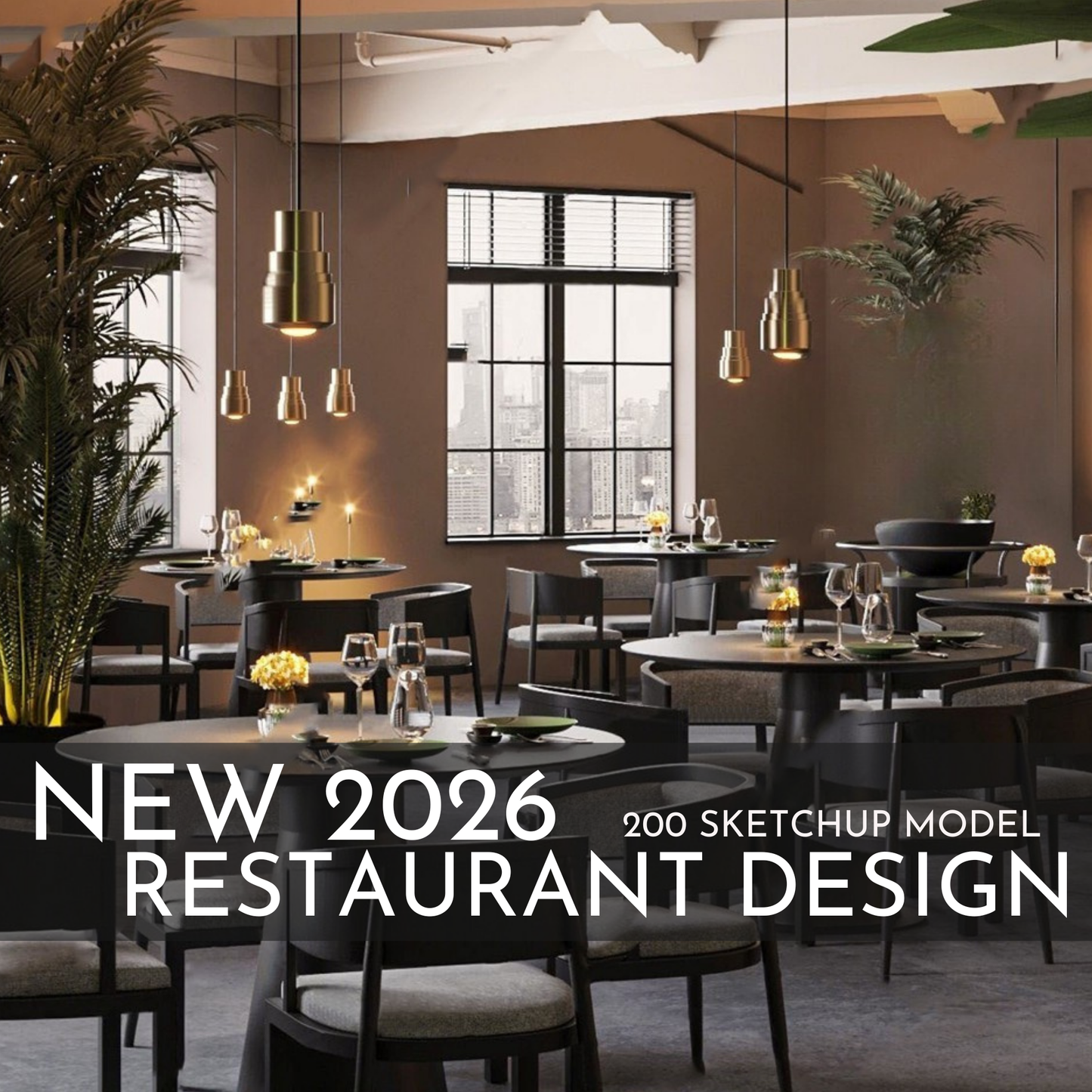 2026 NEW! 200 Restaurant - Sketchup 3D Hotel Room Interior Design Model