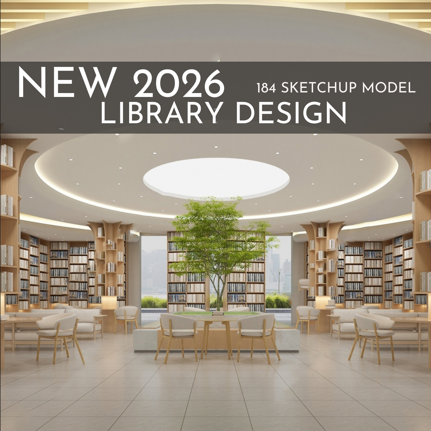NEW 2026 Library Bookstore 184 Interior Design 3D Model - Sketchup Commercial Space (Digital Download)