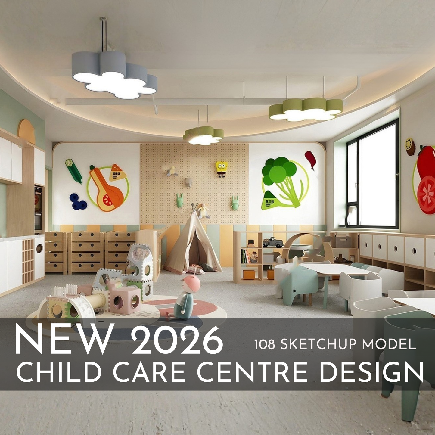 2026 New Child Care Design | 108 SketchUp 3D Models | Interior Asset Pack