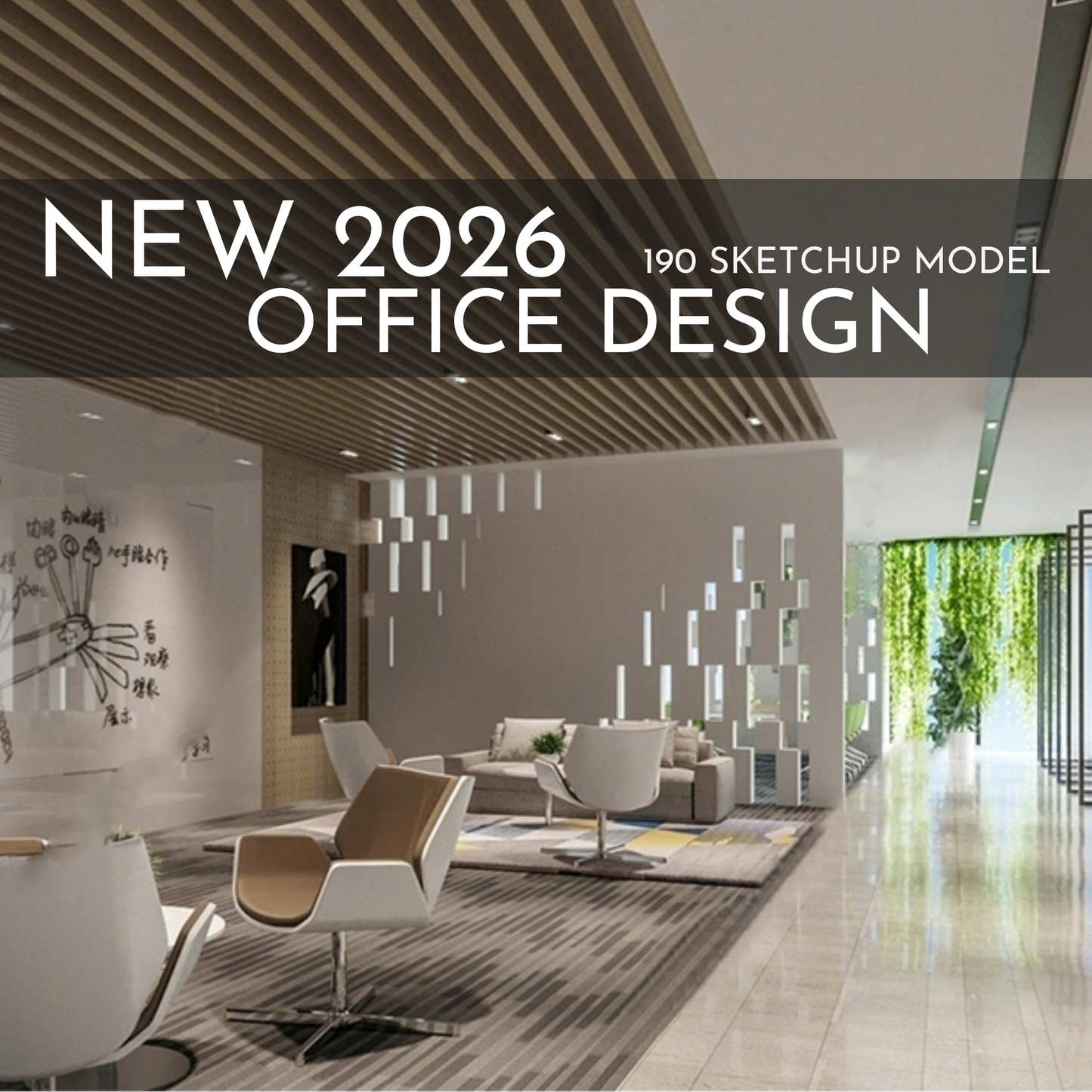 Office Design | 190 SketchUp 3D Models | Corporate Interior Asset Full Bundle