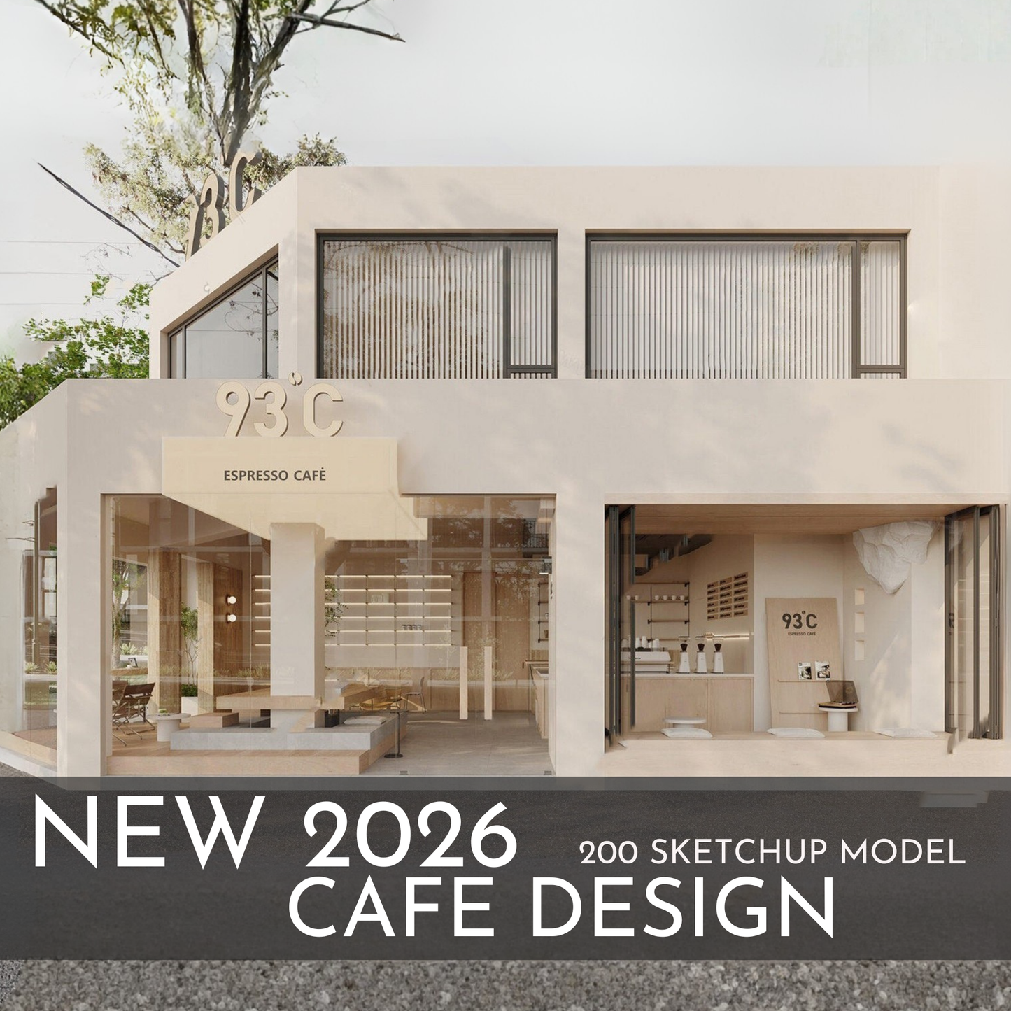 2026 NEW!  200 CAFE  - Sketchup 3D CAFE Interior Design Model