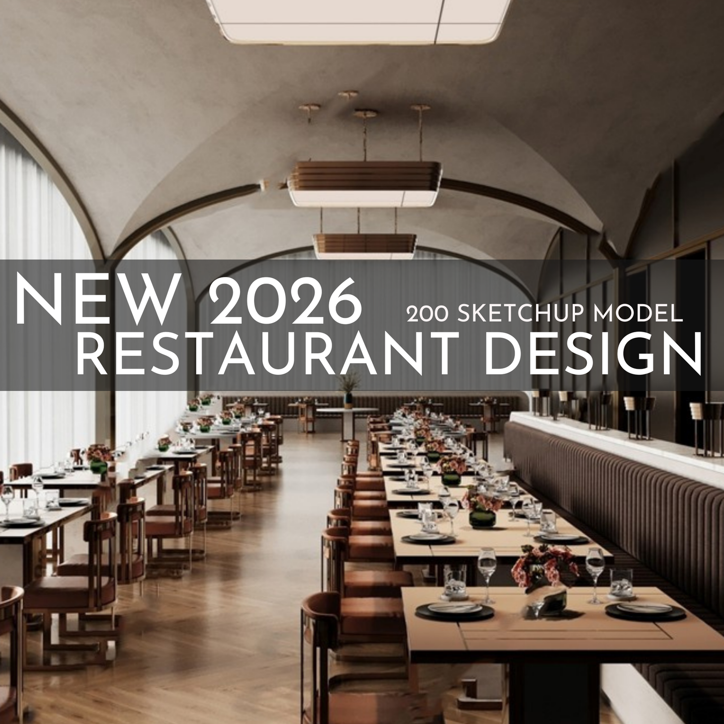 2026 NEW! 200 Restaurant - Sketchup 3D Hotel Room Interior Design Model