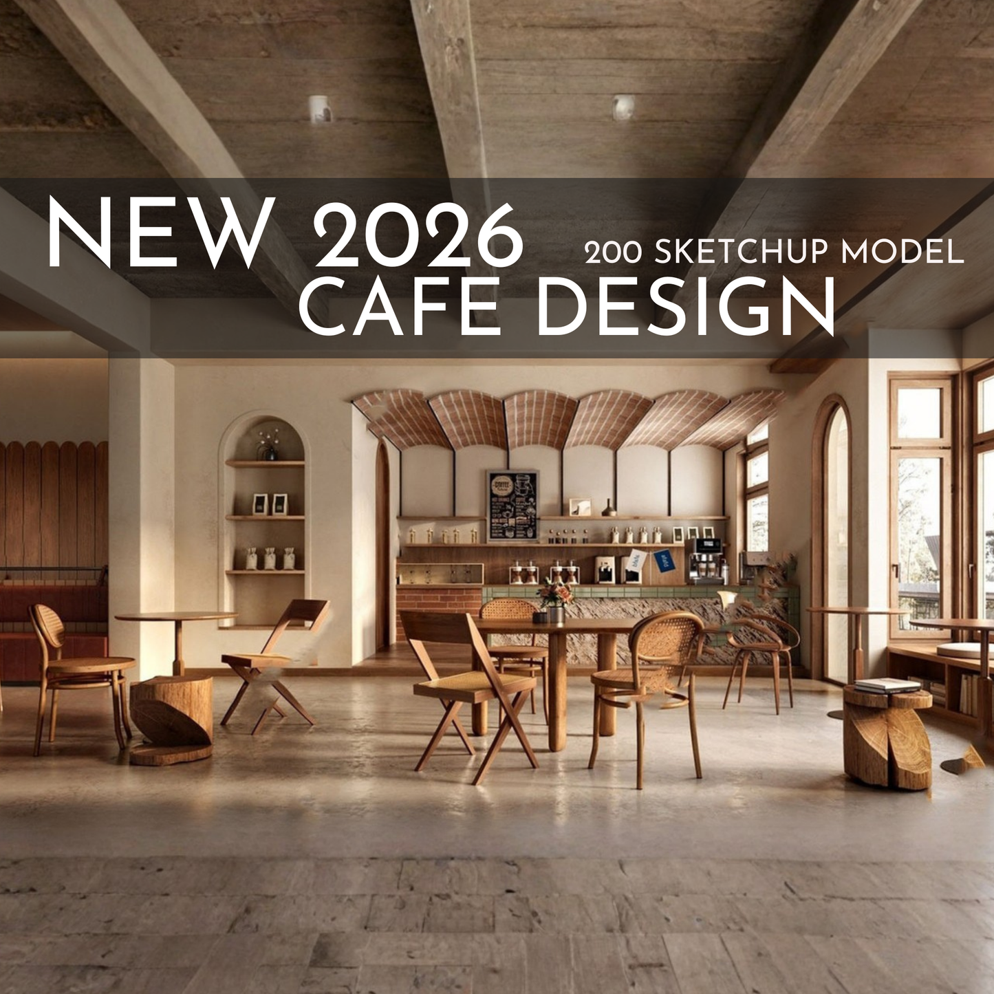2026 NEW!  200 CAFE  - Sketchup 3D CAFE Interior Design Model