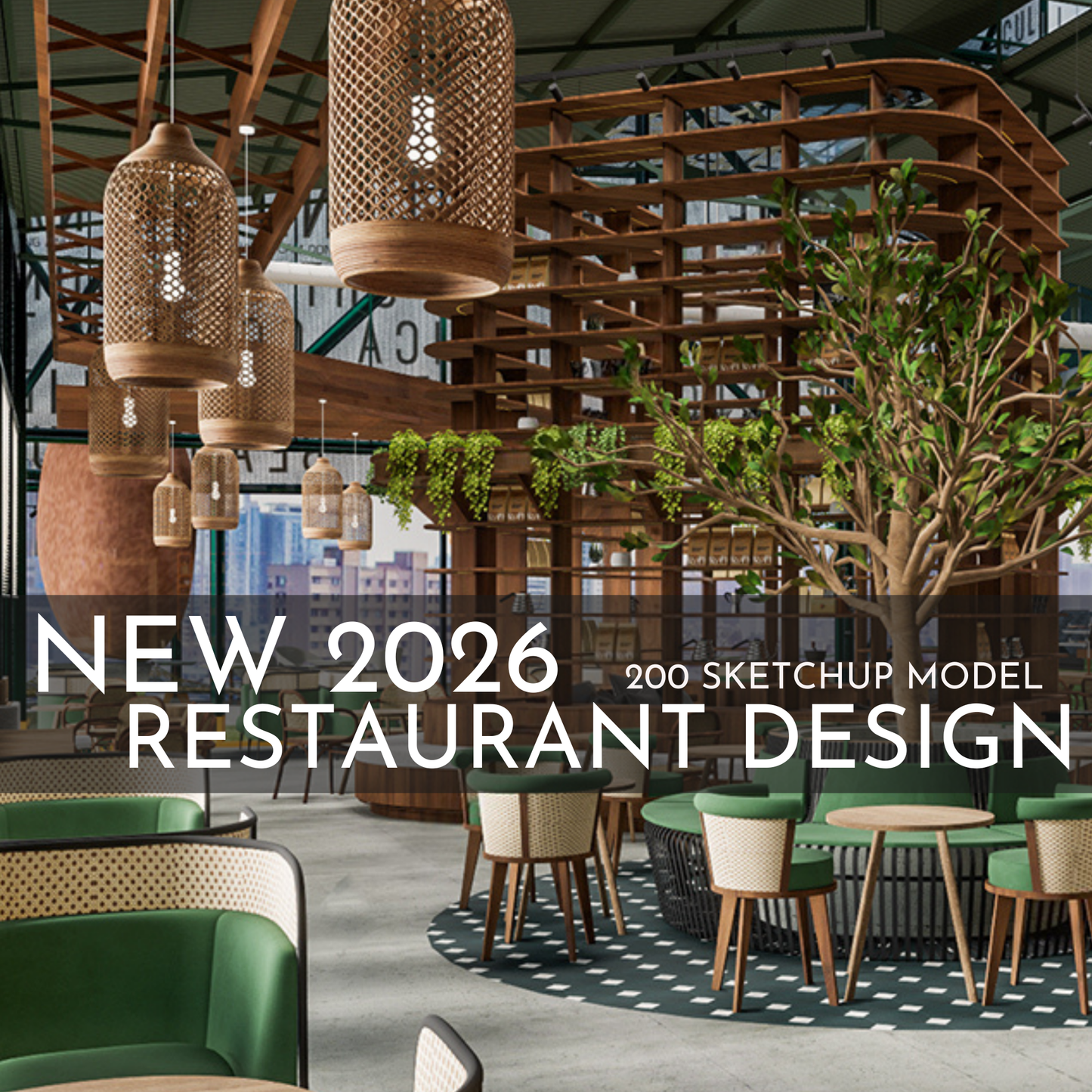 2026 NEW! 200 Restaurant - Sketchup 3D Hotel Room Interior Design Model