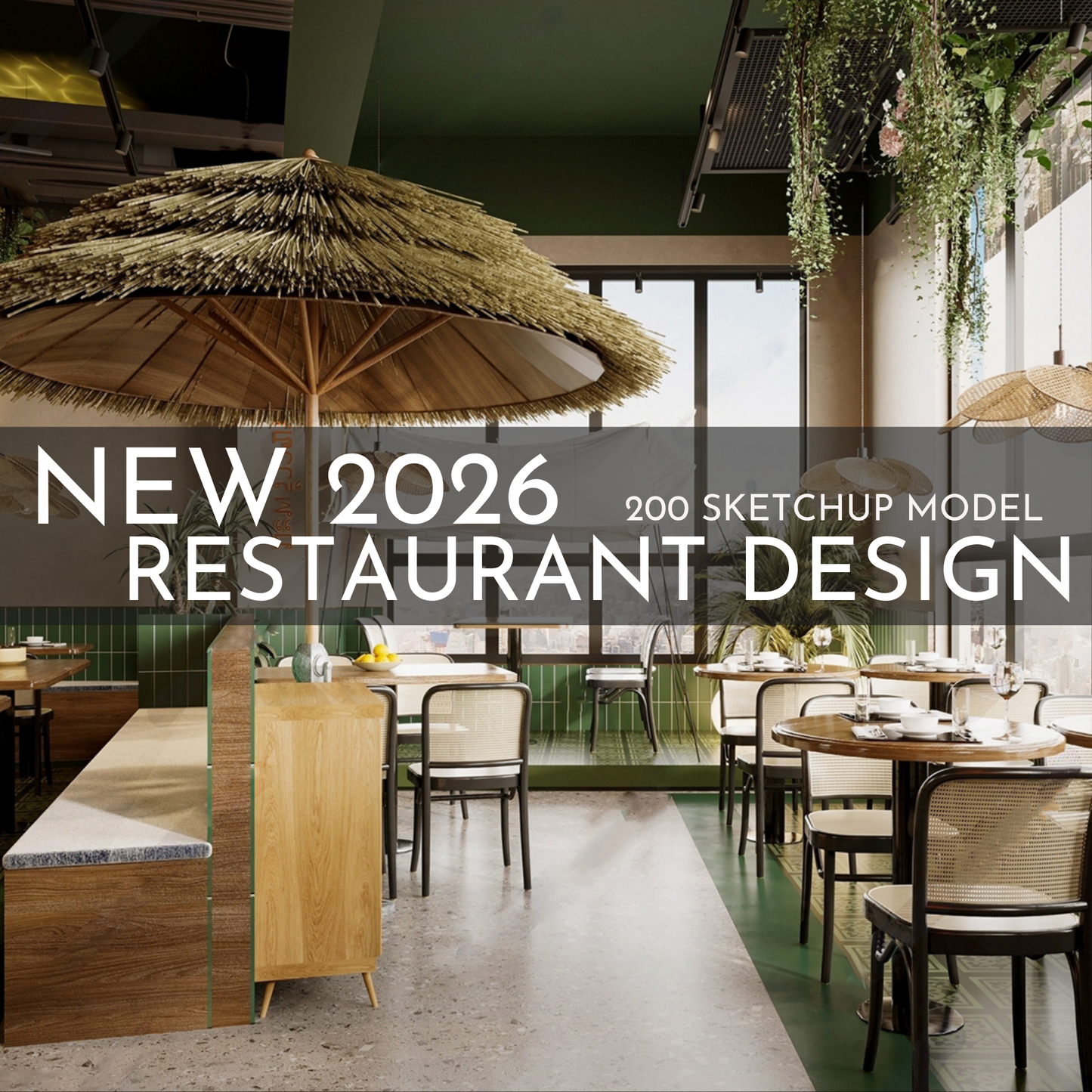 2026 NEW! 200 Restaurant - Sketchup 3D Hotel Room Interior Design Model