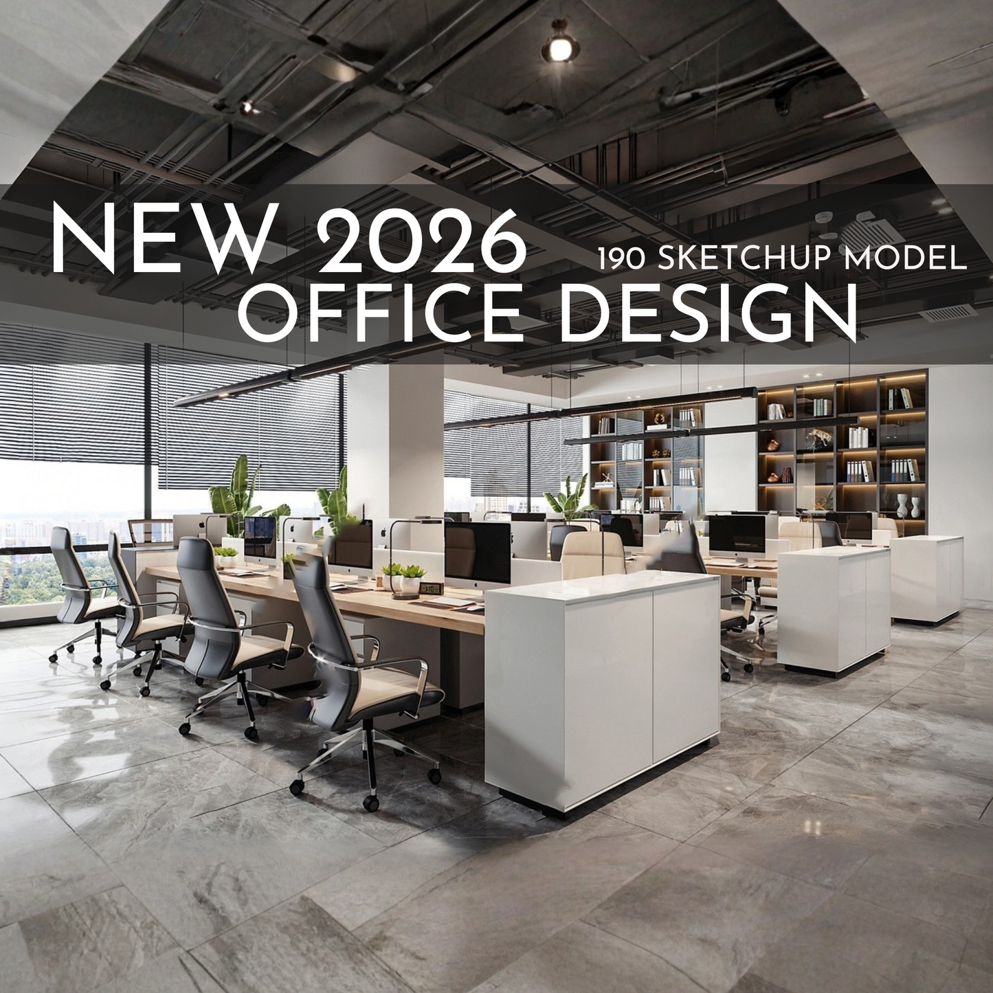 Office Design | 190 SketchUp 3D Models | Corporate Interior Asset Full Bundle