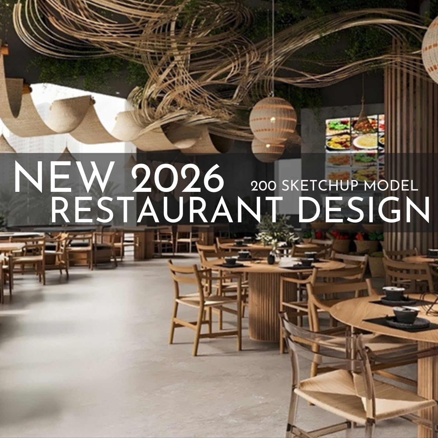 2026 NEW! 200 Restaurant - Sketchup 3D Hotel Room Interior Design Model