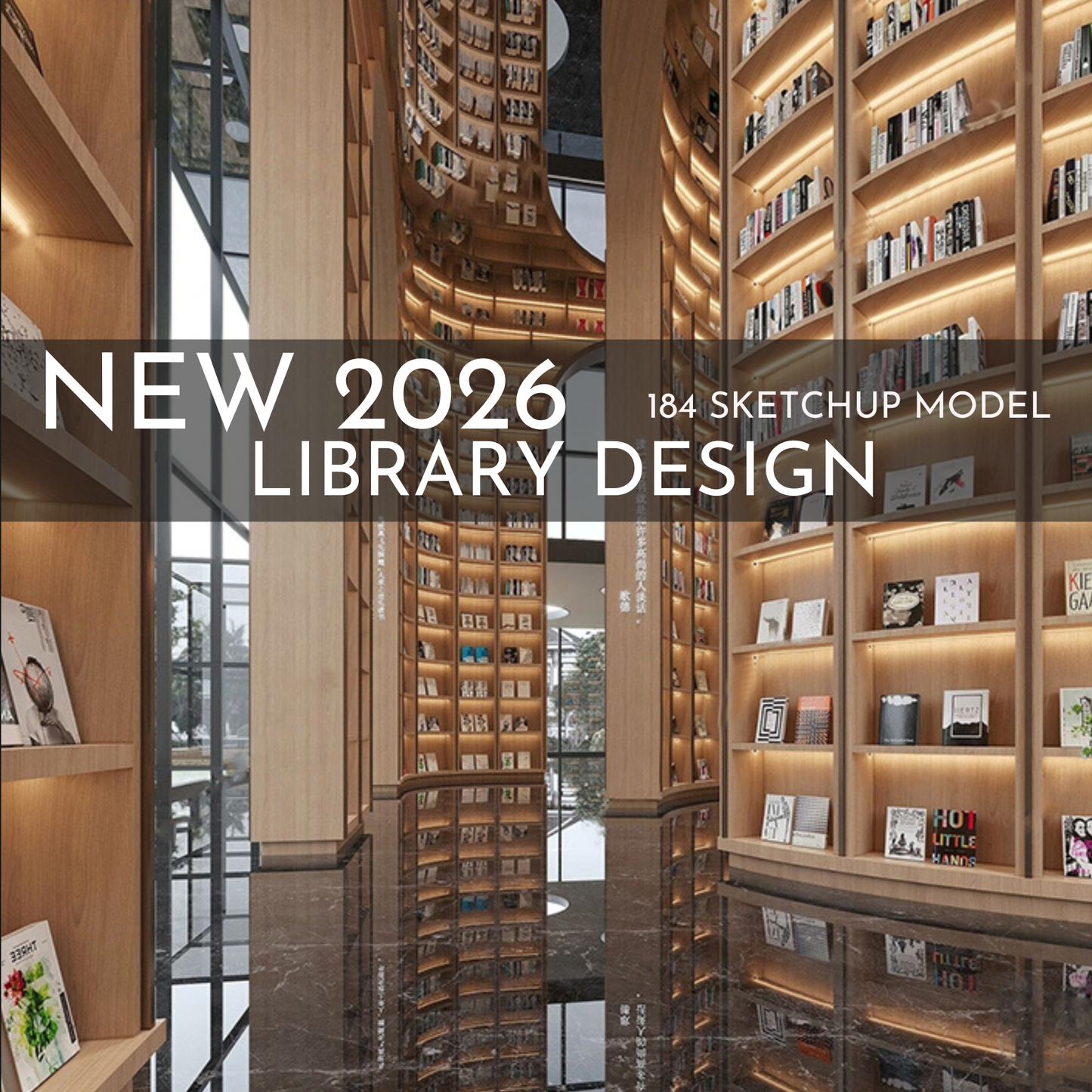 NEW 2026 Library Bookstore 184 Interior Design 3D Model - Sketchup Commercial Space (Digital Download)